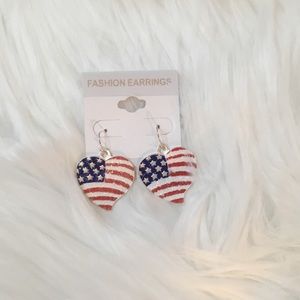 4rth of July American flag drop earrings